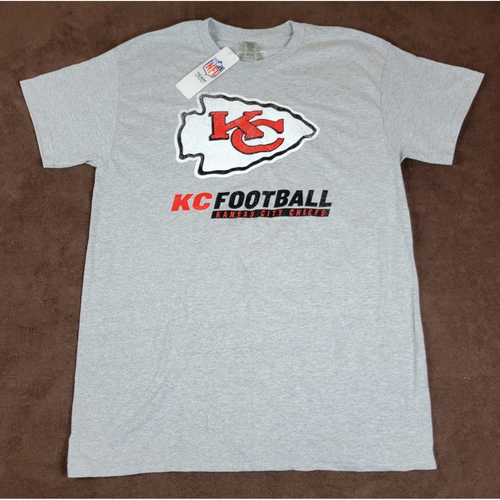 NFL Team Apparel Kansas City Chiefs T-Shirt Mens Medium Gray KC Football NWT